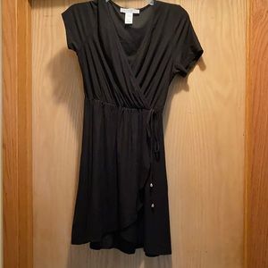 V neck Black Dress